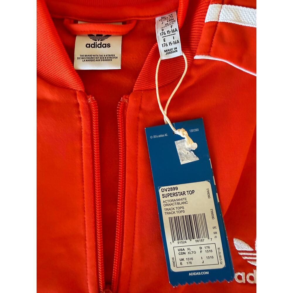 Adidas 3 Stripe Track Jacket Orange Youth Sz15-16Yr XL Full Zip Sweatshirt - Picture 3 of 9